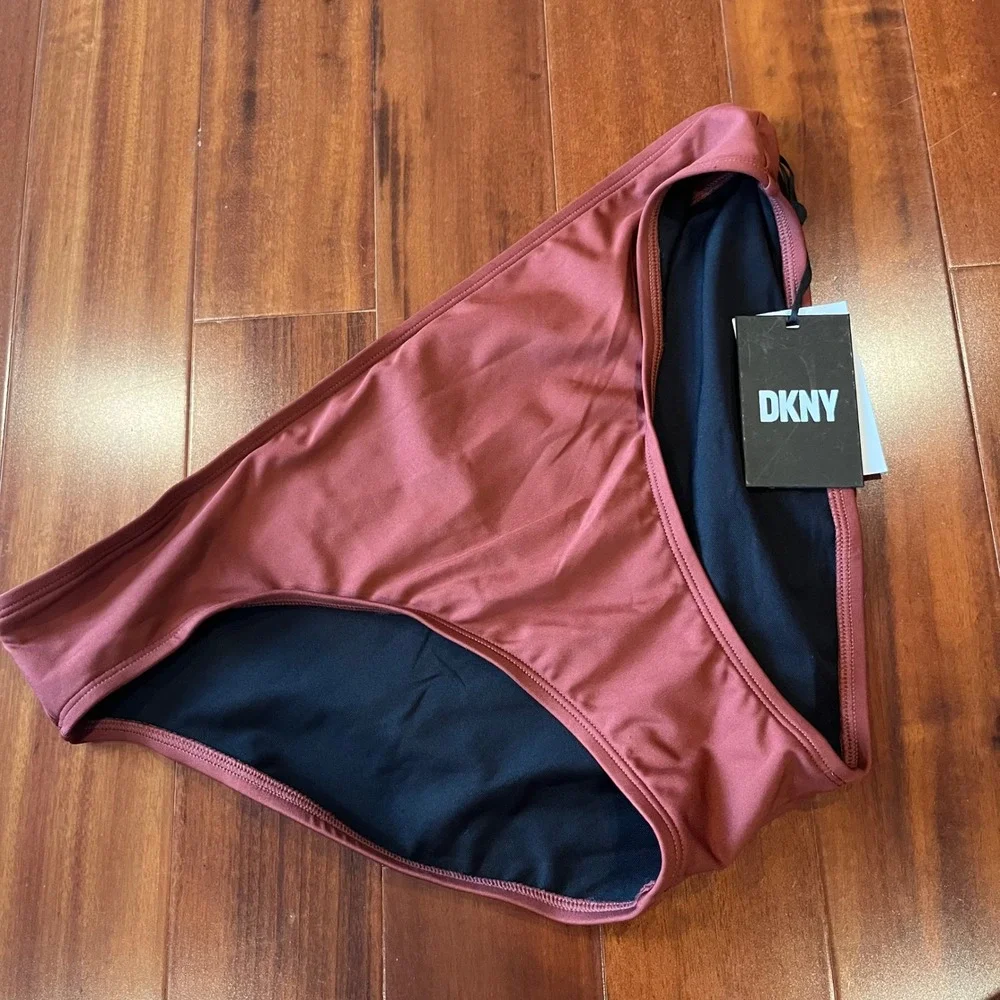 DKNY Bikini Bottom Swim Terracotta Rust‎ Brown Solid UPF New NWT Size XL